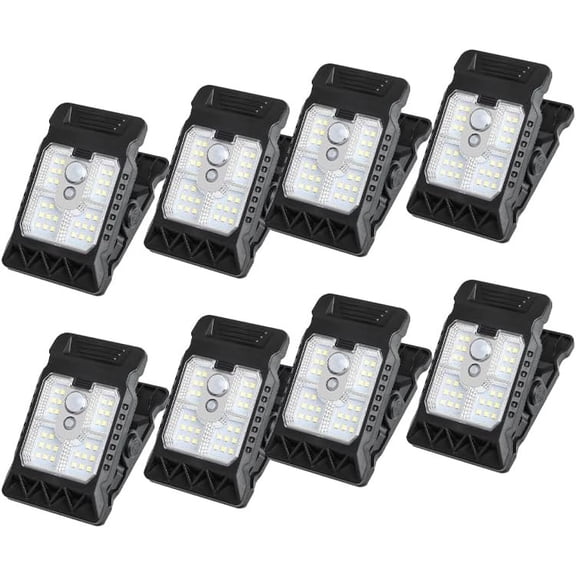8 PCS Solar Powered Clip-On Lights with Motion Sensor, Waterproof LED Security Wall Lights, Wireless Outdoor Lighting for Fence, Patio, Deck, Yard & Garden