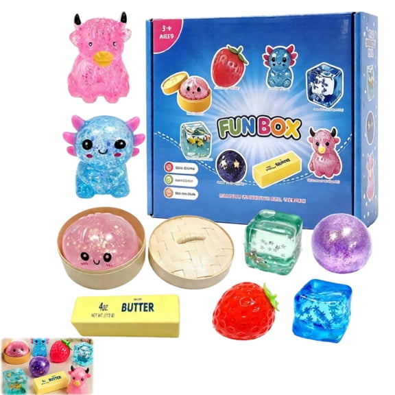8 PCS Squish Fun Box Toys Set, Slow-Rising Stress Relief Fidget Toys, Sensory Squishies Bundle with 8 Unique Styles, Cute Variety Squeeze Toys, Creative Blind Box Party Gift for Women Men