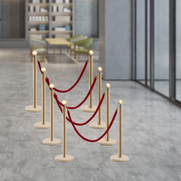 8 PCS Stanchions with Base & Ropes, Crowd Control Stanchions for Theaters, Museums