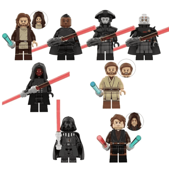 8 PCS Star-Wars Minifigure Action Figure Building Block Toys Darth Vader Figures for Kids Birthday Gifts, Holiday Gifts, Scholarship Gifts, Cake Decorations, Movie Collectibles