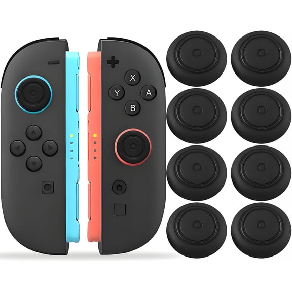 8 PCS Switch 2 Thumb Grips – Thumb Caps Compatible with Switch 2 Joy-Con Joystick, Anti-Slip Button Caps – Soft & Resilient Switch 2 Joystick Covers, Black
