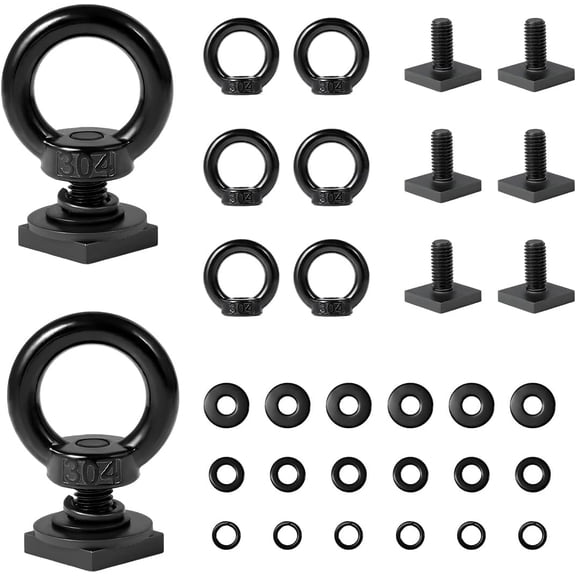 8 PCS T Track Mount Tie Down Anchor for Roof Rack, Heavy Duty 304 Stainless Steel M8 Rings, Bolt Eye Nut Point Kit Holding Bungee Cord Rope Hook 8PCS