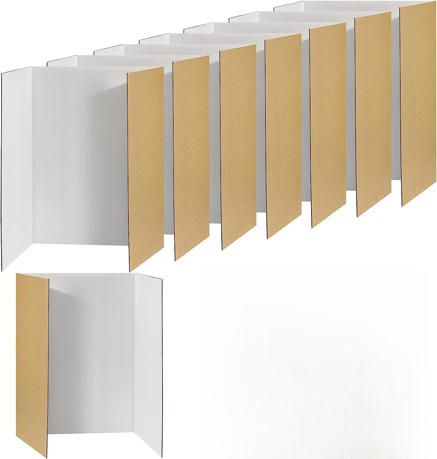 8 PCS Tri Fold Display Board 40" x 28" Trifold Poster Board Hard White