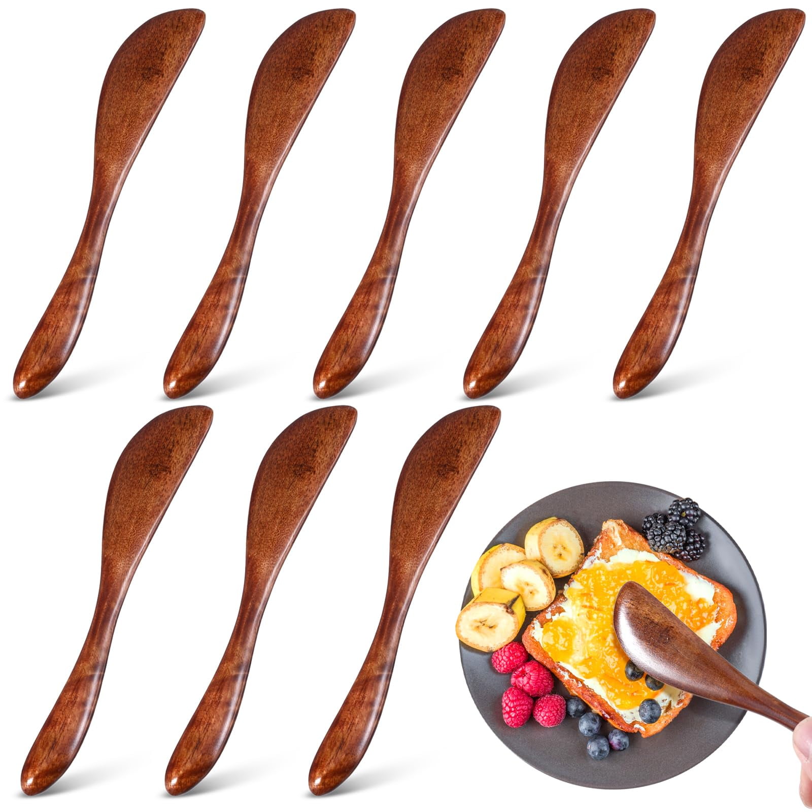 8 PCS Wooden Butter Knife Spreader, Butter Sandwich Condiment Cheese ...