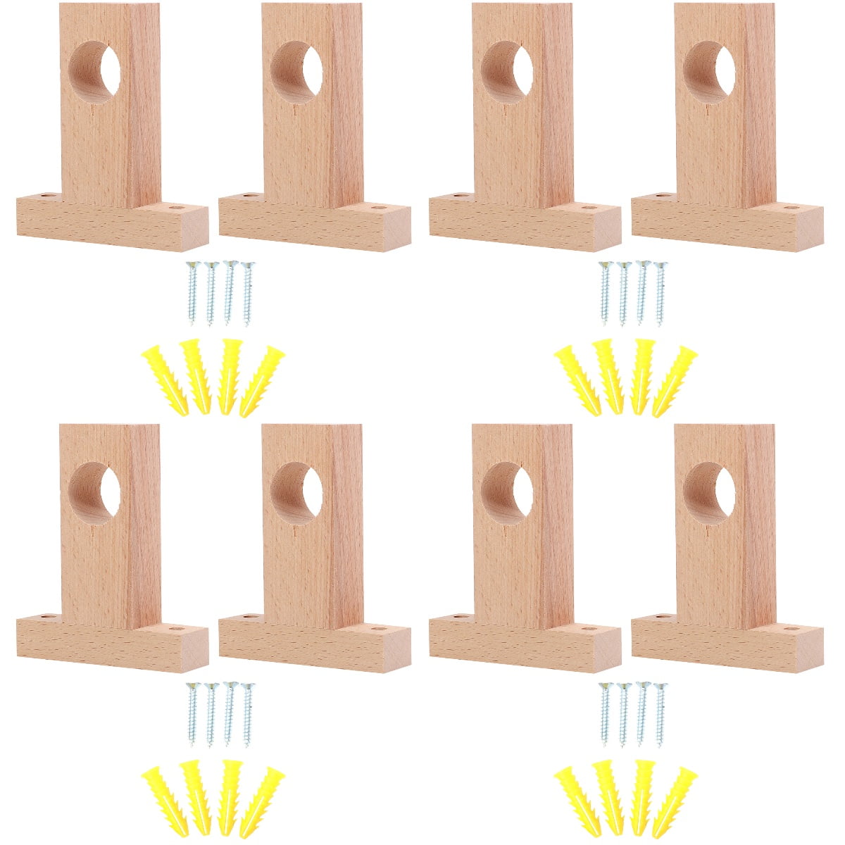 8 Pcs Wooden Curtain Rod Holder Brackets, Curtain Rod Ceiling Mount 