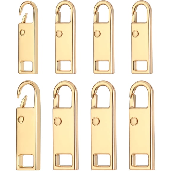 8 PCS Zipper Pull Replacement, Detachable Zipper Pulls Upgraded Gold Metal Zippers Handle Mend Fixer Tab Repair for Luggage Jackets Backpacks Boots Purses Coat Clothing