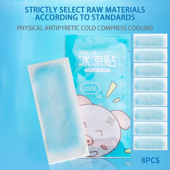8 PCS cooling patch for Infants and Adults - Heat Reduction Stickers for Fever Relief, Instant Cooling with Hydrophilic Polymer Gel Mint