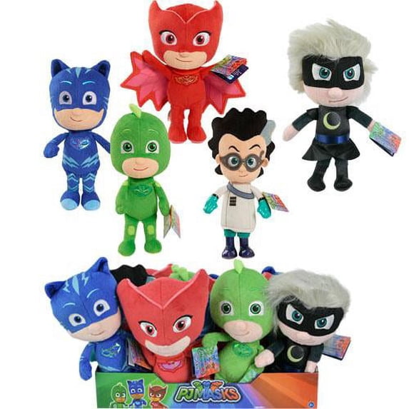8" PJ Masks Bean Plush Asst. (Cat Boy, Owlette, Gekko, and Romeo)-5PCS