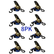 Everest 8-PK 1in x 10ft Blue Ratchet Tie Down Straps 1500LBS Break Strength 500LBS WLL