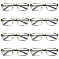 thumbnail image 1 of 8 PK Brass Metal Frame Mens Reading Glasses Spring Hinge Blue Light Blocking Readers +2.75, 1 of 6