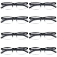 thumbnail image 1 of 8 PK Mens Reading Glasses Spring Hinge - Square Metal Half-Frame - Blue Light Blocker Readers +2.75, 1 of 6