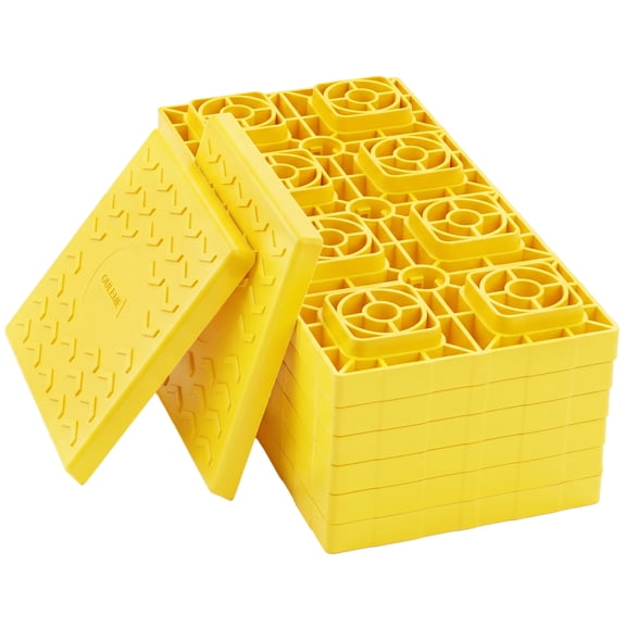 8 PK RV Leveling Blocks, 17"x8.5"x1" Stackable Leveler, 6 Blocks, 2 Caps, Interlocking Leveling Block for dual wheel RV, Single & Dual Wheel, Camper Trailer, Reduce Trailer Movement
