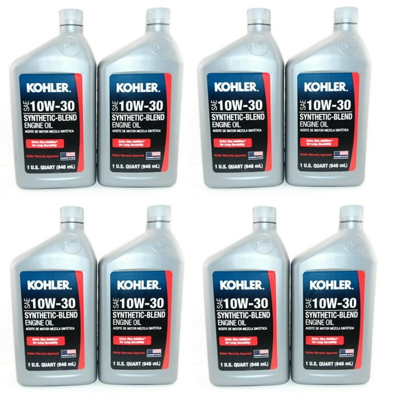 8 PK Synthetic Blend 10W30 Kohler Universal Engine Oil 1 Quart Bottles