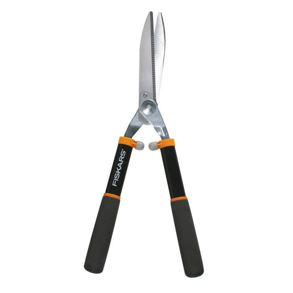 Fiskars Power Lever Hedge Shears - 8" Stainless Steel Blades - Plant Cutting Scissors with Sharp Precision-Ground Steel Blade