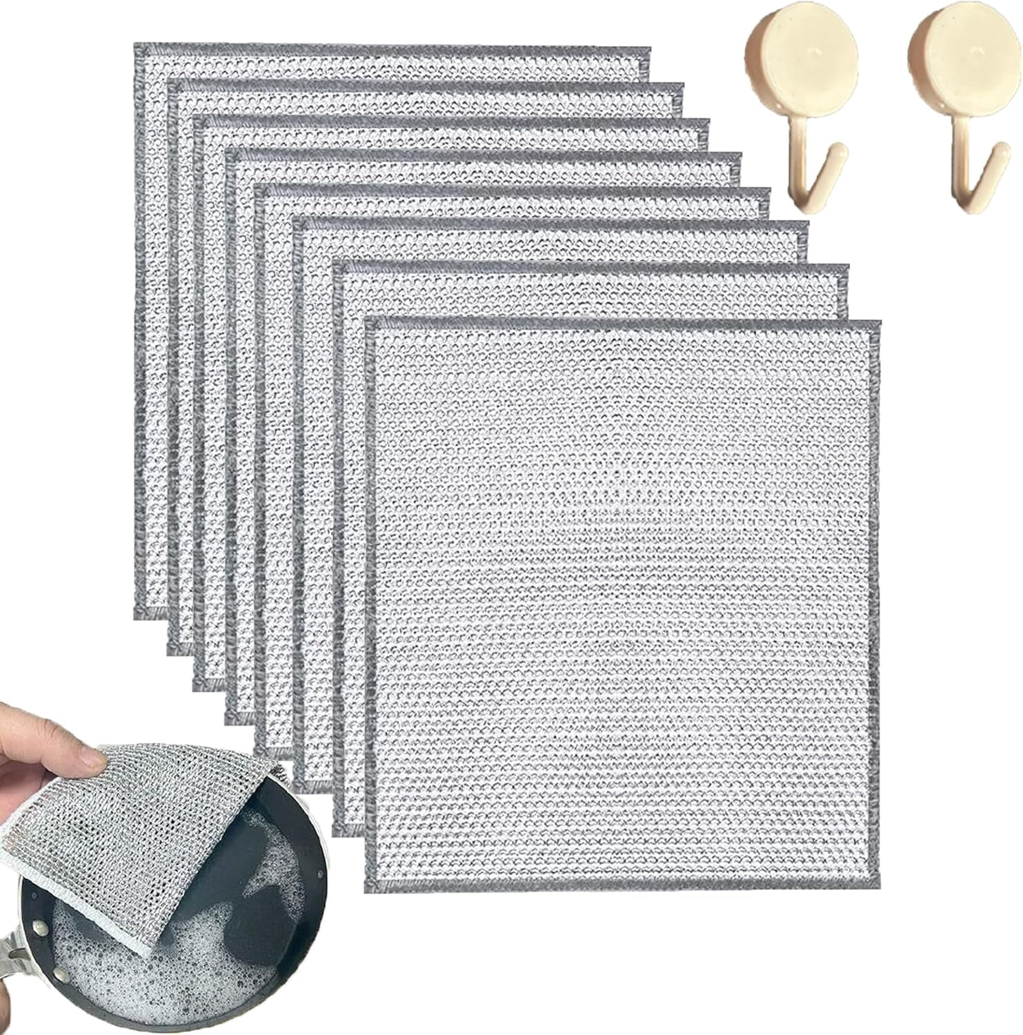 Non Scratch Rag 8 Pac Multipurpose Wire dishwashing rag- Reusable Non Scratch Wire ...