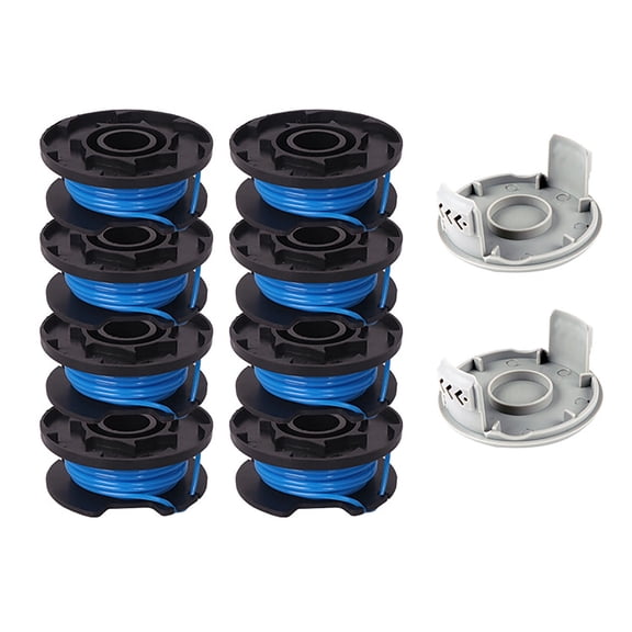 8 Pack 0.065in Autofeed Replacement Spool Line WeedWacker String Trimmers Cutting Grass Lines with 2 caps Compatible with Ryobi AC14RL3A/AC14HCA
