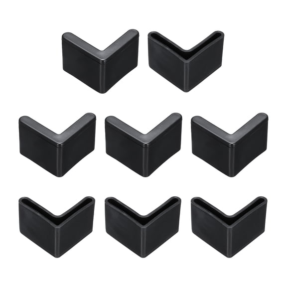 8 Pack 1-1/8" Bed Frame End Caps, Rubber L-Shape Angle Iron Foot Pad Leg Protector, Anti-Slip Leg Caps Edge Corner Furniture End Covers for Furniture Shelves, Black