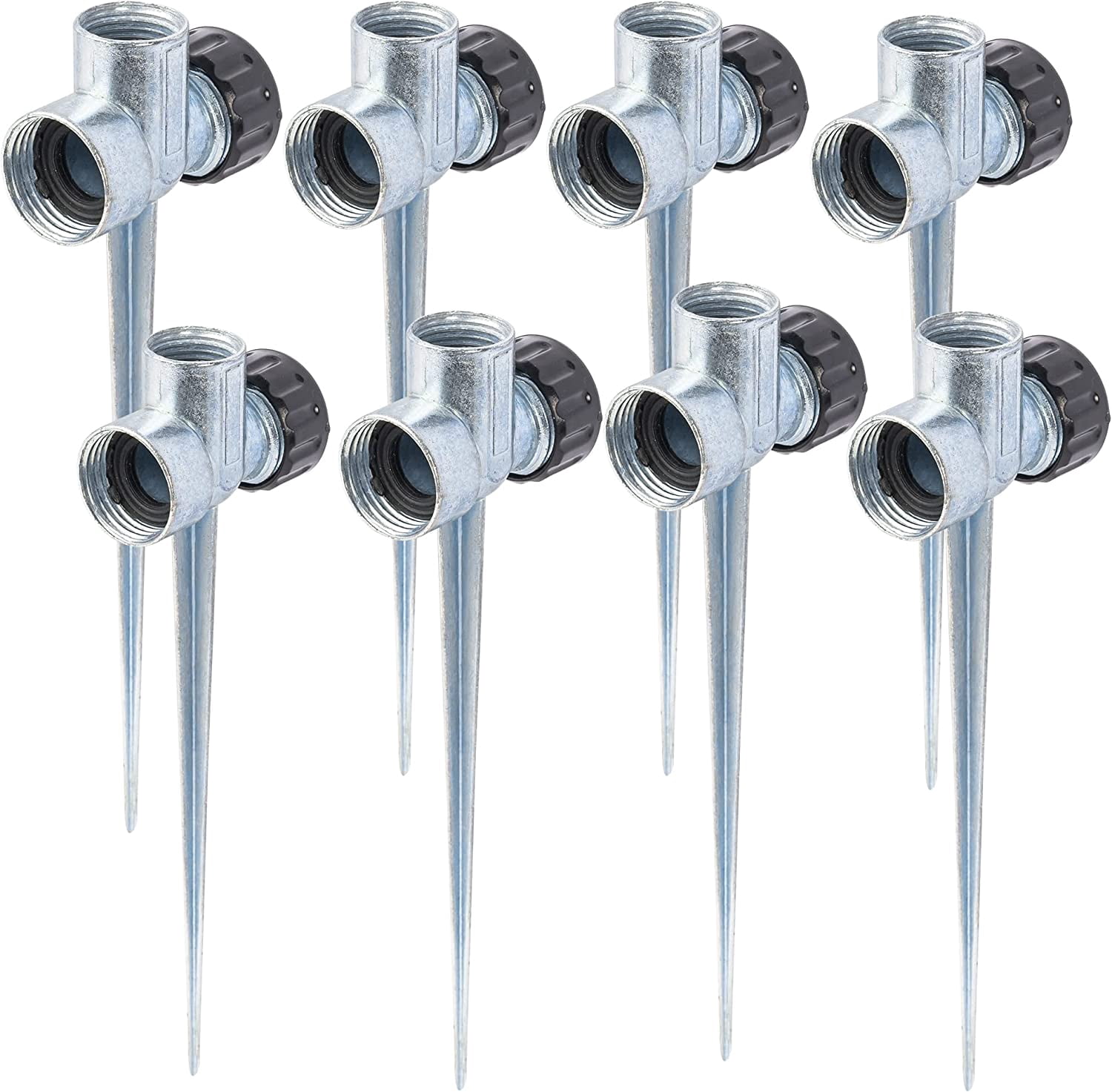 8 Pack 1/2 inch Zinc Alloy Lawn Sprinkler Spike Base, Water Flow Thru ...