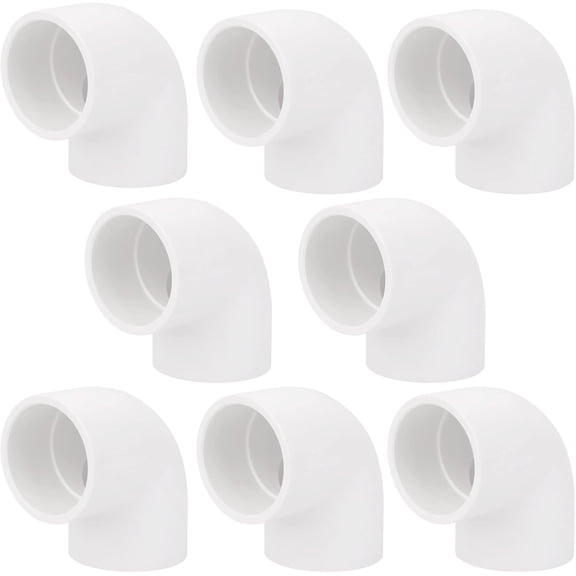 8Pack 1.25" 90 Degree Elbow PVC Pipe Fittings, SCH40 Socket x Socket Right Angle Connector, for DIY Shelf & Garden Support