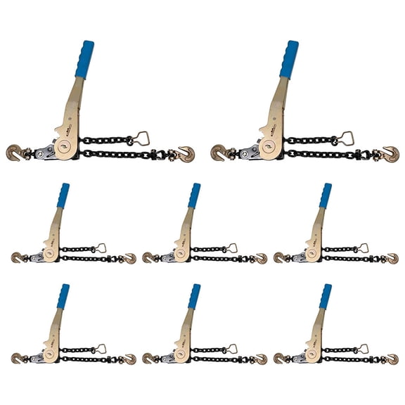 (8 Pack) 1/4" - 5/16"Easy Binder Chain Binder with Grab Hooks & 2500 lbs WLL - Grade 70 Heavy Duty Tie Down Ratchet Load Binder for Flatbed Trailers & Trucks