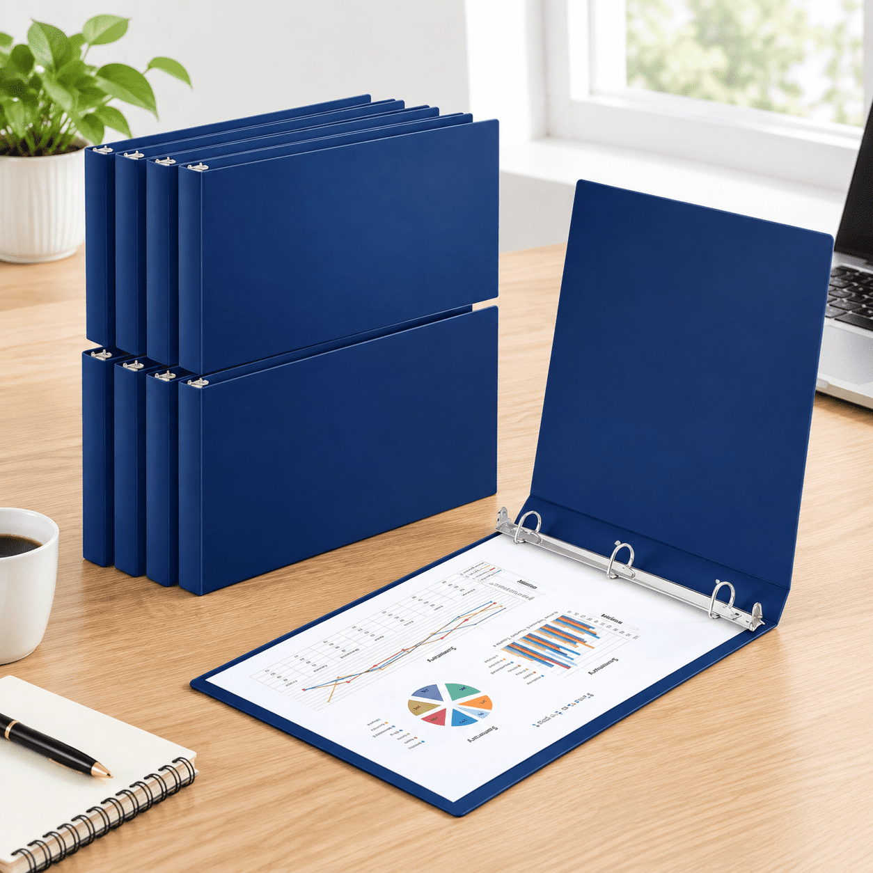 8 Pack 1.5 Inch Navy Blue 3 Ring Landscape Binders for 11 x 17 Inch ...