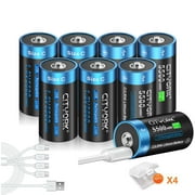 8 Pack 1.5V USB Rechargeable Lithium Batteries, Constant Output C Cell Li-ion Batteries, Fast Charging,5500mWh