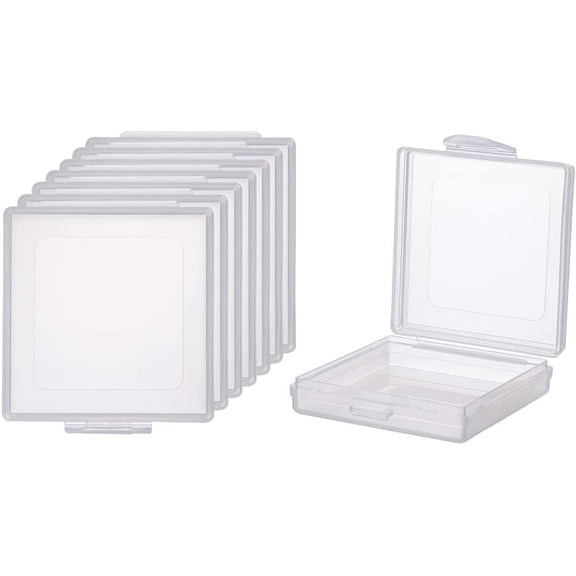 8 Pack 1.96x1.96x0.59 Inches Small Frosted Square Plastic Bead Storage Containers Box Case with Lids for Herbs Tiny Beads Jewerlry Findings and Other Small Items Clear