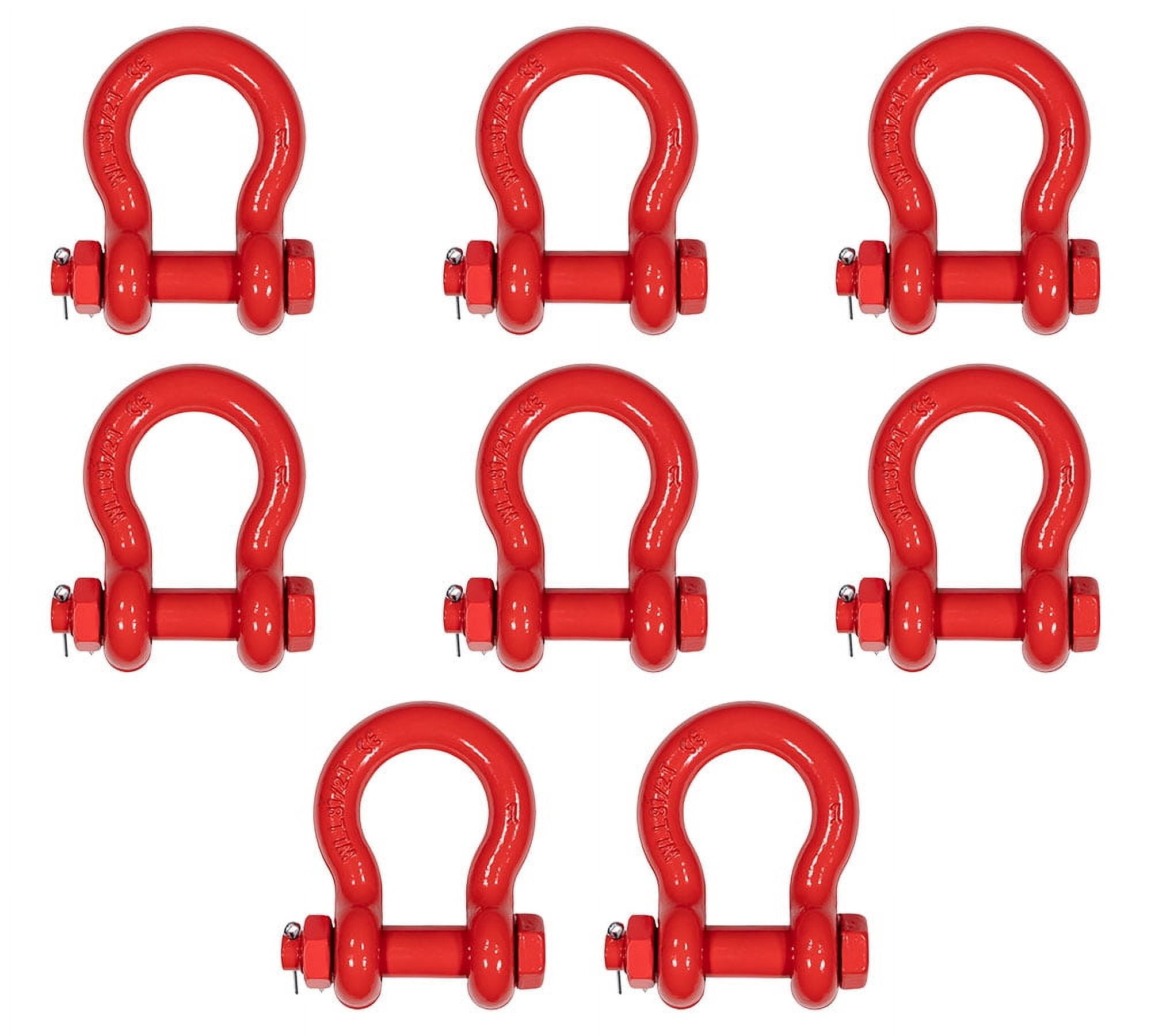8 Pack 1" Anchor Shackle Forged Carbon Steel w/ Safety Screw Pin Load Limit 17,000 lbs, Double Rust Protection Heavy Duty D Ring Bolt Type Shackle for Towing, Rigging