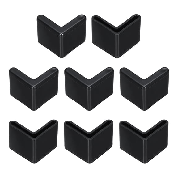 8 Pack 1" Bed Frame End Caps, Rubber L-Shape Angle Iron Foot Pad Leg Protector, Anti-Slip Leg Cap Edge Corner Furniture End Covers for Furniture Shelves, Black
