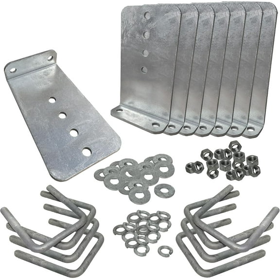 8 Pack - 10" Galvanized L-Type Bunk Bracket Kit for Boat Trailer, fits 3x3 Cross Members, Heavy Duty