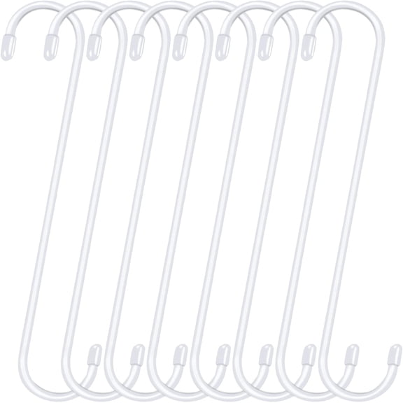 8 Pack 10 Inch White Large S Hooks for Plants Kitchen Indoor Outdoor