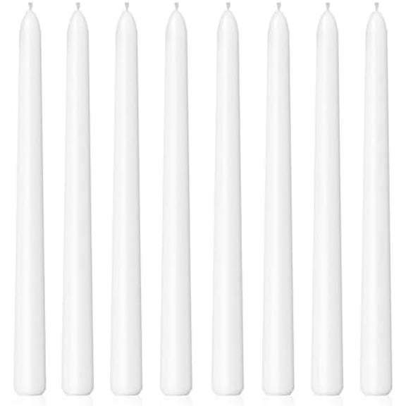 8 Pack 10 Inch White Smooth Taper Candle Set, 7/8 Inch Unscented Driples Candlesticks for Home Decoration, 6-7 Hours Burn