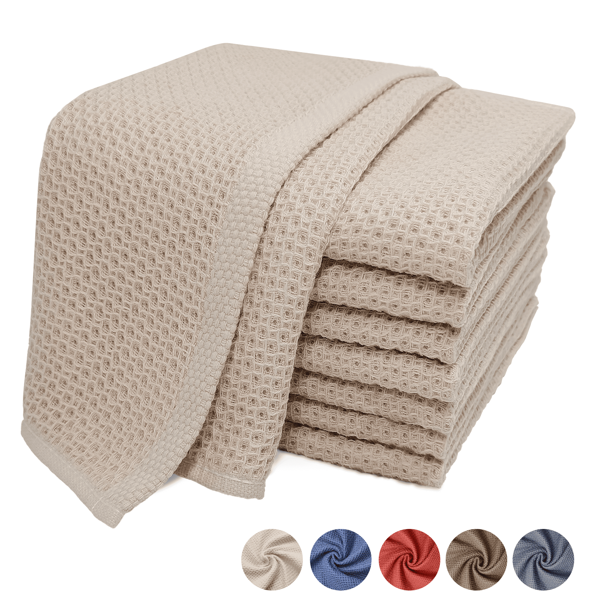 8 Pack 100 Cotton Dish Towels, Waffle Weave Dish Cloths for Washing