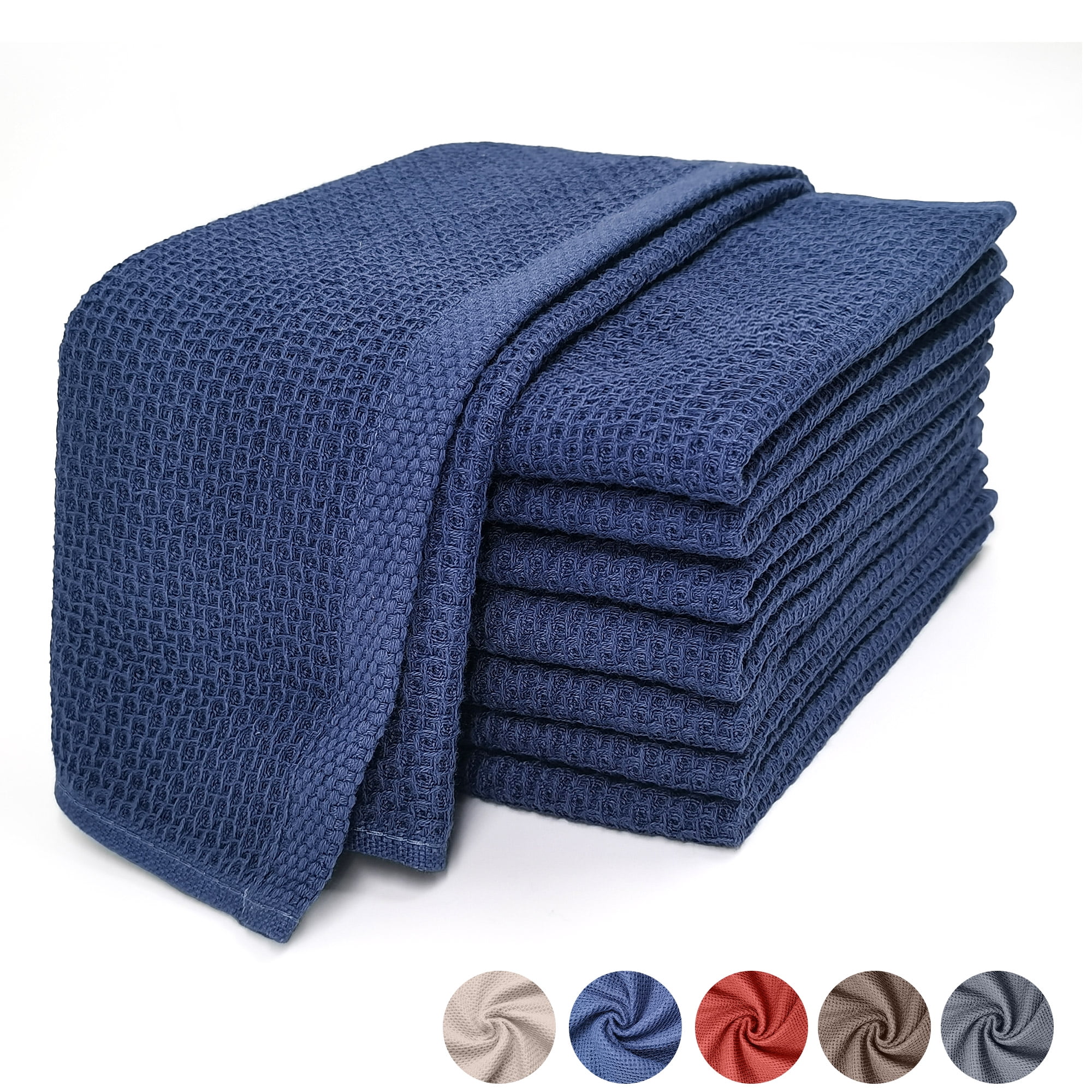 8 Pack 100 Cotton Dish Towels, Waffle Weave Dish Cloths for Washing