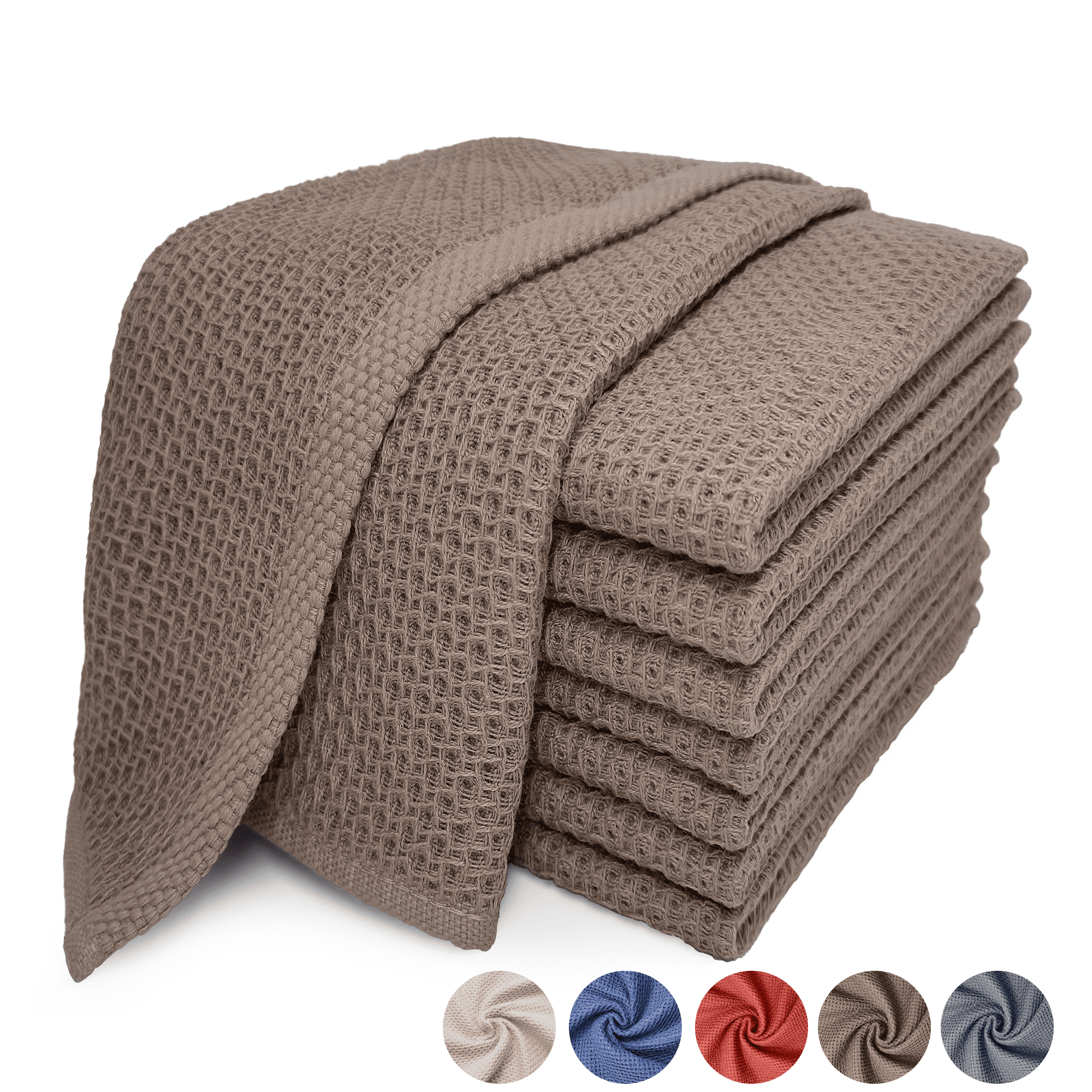 8 Pack 100 Cotton Dish Towels, Waffle Weave Dish Cloths for Washing