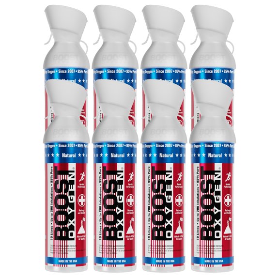 8 Pack 10L Boost Oxygen Stars/Stripes Pure Canned Oxygen Canister, Natural