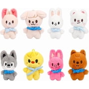 8 Pack 10cm SKZOO Plush Keychain Set with Goggles and Scarves - Cute Animal Stuffed Toys for Bags, Keys, Collection