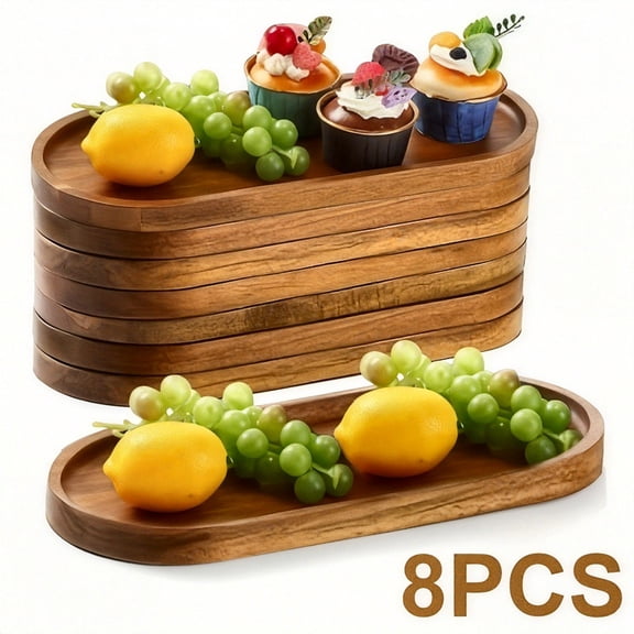 8-Pack 11.5x4 Inch Wooden Serving Trays - Holiday Wedding Charcuterie Platters
