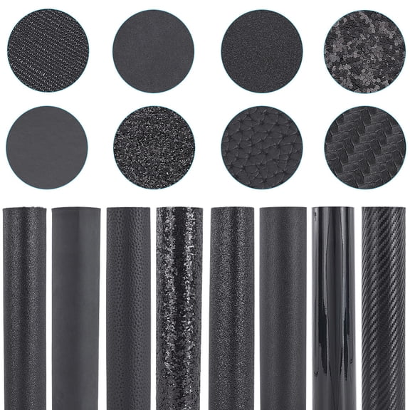 8 Pack 12.99 x 7.87 Inch PU Leather Glitter Metallic Fabric Roll