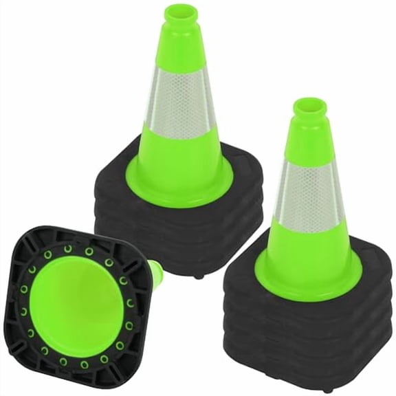 8 Pack 12" Green Traffic Safety Cones, PVC Parking Cone Construction Cones w/Reflective Collar, Heavy Duty Base for Driving Practice, Parking Lots and Roadwork