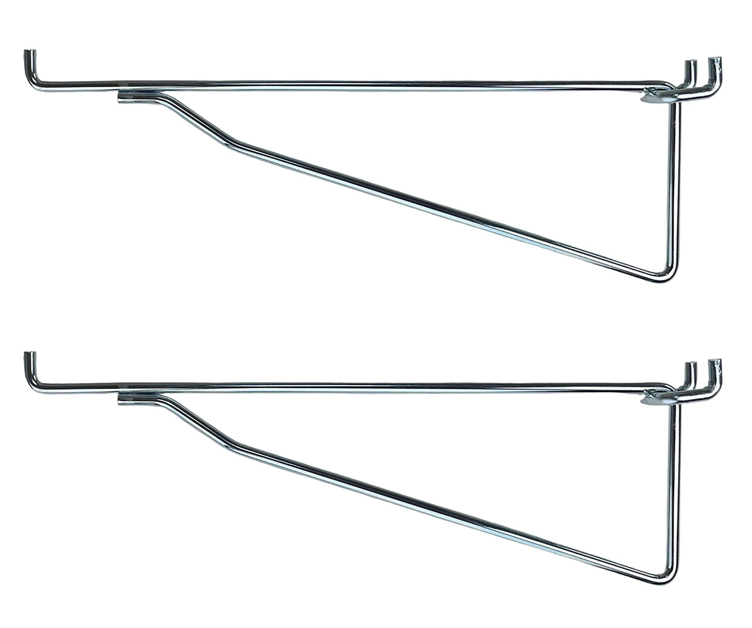 (8 Pack) 12 Inch Metal Peg Hook Shelf Brackets for 1/8" 1/4" Pegboard  Slatwall