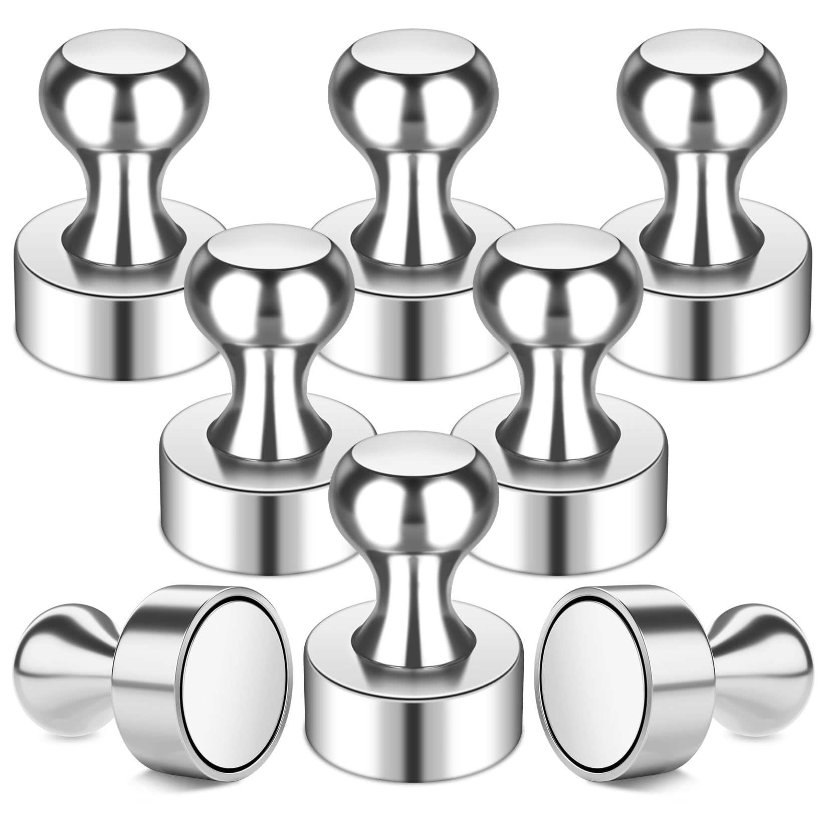 8 Pack 12 x 16 mm Strong Neodymium Push Pins, Whiteboard Push Pins