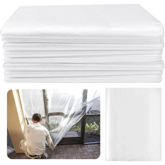 8 Pack 12 x 9 Ft Extra Large Plastic Drop Cloths for Painting, Thickened Painter
