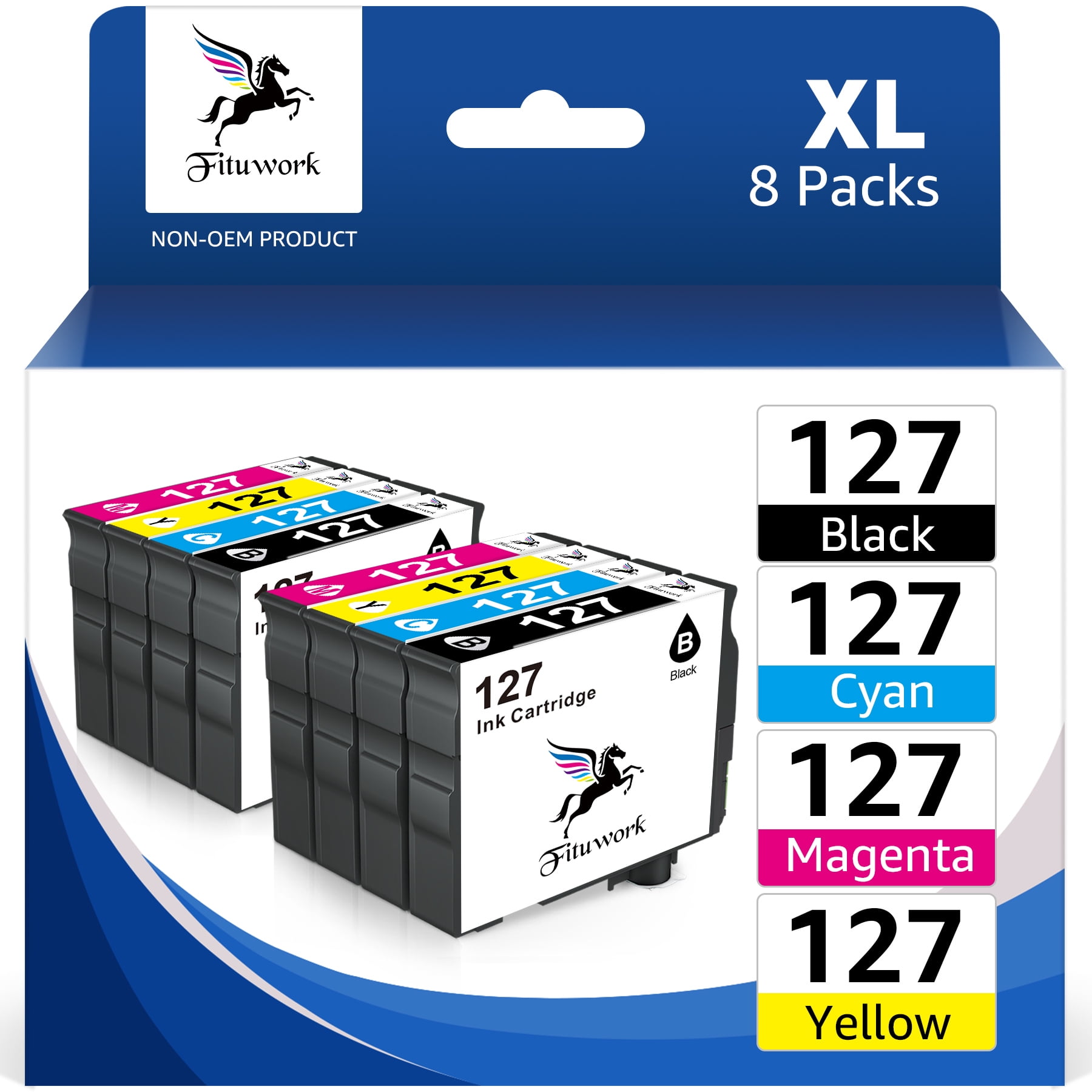 8Pack 127 Ink 127XL Ink Cartridges for 127 XL T127XL Ink to use with