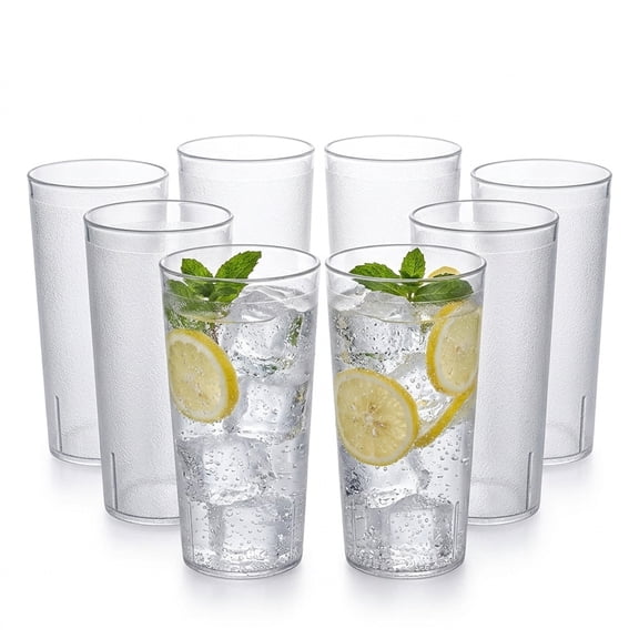 8 Pack 12oz Clear Plastic Cups Reusable Plastic Drinking Glasses,NOGIS Acrylic Glasses Drinkware, Unbreakable, Stackable, BPA-Free, Dishwasher-Safe, Perfect for Gifts