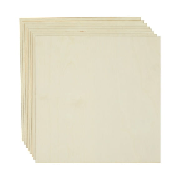 Bright Creations Thin Plywood Boards - Wood Panels for Painting & Engraving - Unfinished Birch Craft Wood Boards for DIY & Sign Projects - 12 x 12 in, 3 mm, Pack of 8