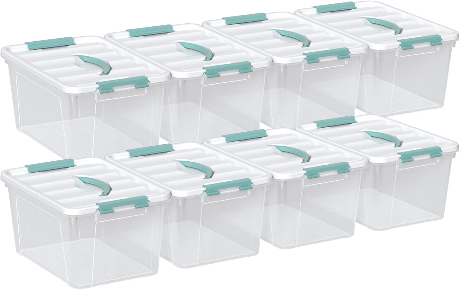 8-Pack 14 Quart Clear Plastic Latching Storage Containers with Lids and ...