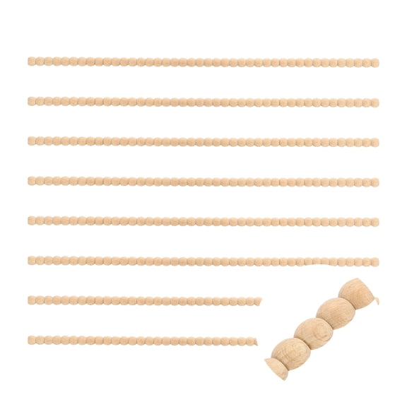8 Pack 15.75" Decorative Wood Trim, Unfinished 3D Wooden Furniture Molding Trim for DIY Craft, Home Wall Cabinet Shelf Window Door (Half-Round Pearl, 11mm)