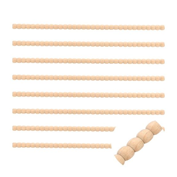 8 Pack 15.75" Decorative Wood Trim, Unfinished 3D Wooden Furniture Molding Trim for DIY Craft, Home Wall Cabinet Shelf Window Door (Half-Round Pearl, 14mm)