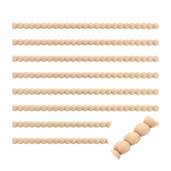 8 Pack 15.75" Decorative Wood Trim, Unfinished 3D Wooden Furniture Molding Trim for DIY Craft, Home Wall Cabinet Shelf Window Door (Half-Round Pearl, 18mm)